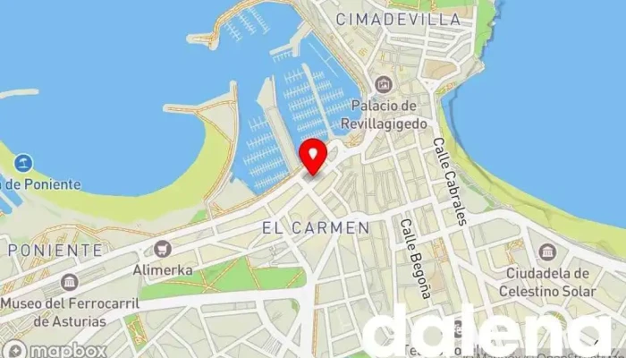 mapa de 7 Días 24h Supermercado, Tienda de golosinas, Máquina expendedora de café, Tienda de alimentación, Kiosco, Tienda de bebidas alcohólicas en Gijón