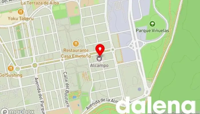 mapa de Alcampo Supermercado, Tienda de artículos para bebés, Panadería, Carnicería, Tienda de cosméticos, Pescadería, Mercado de alimentos frescos, Frutería, Tienda de artículos para el hogar, Tienda de productos para mascotas en Tres Cantos