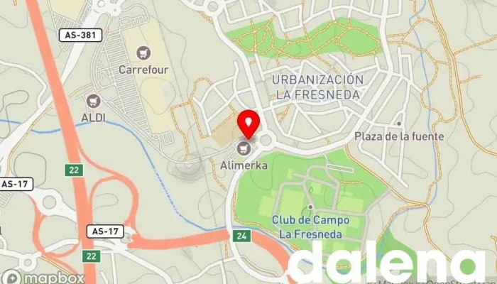 mapa de Alimerka Supermercado, Panadería, Carnicería, Pescadería, Frutería, Tienda de alimentos orgánicos en Asturias