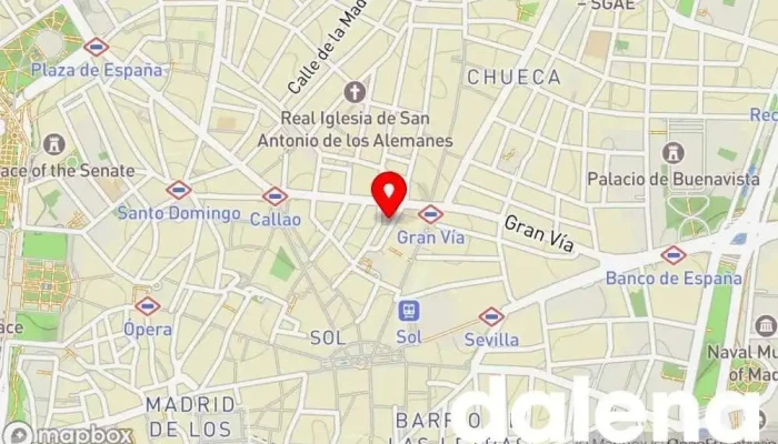 mapa de Autoservicio Tres Cruces Supermercado, Tienda de alimentación en Madrid