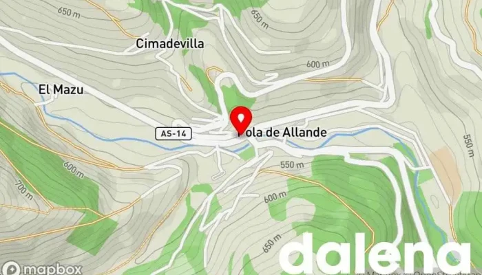 mapa de Cooperativa Agrícola Allandesa (Pola de Allande) Tienda de alimentación en Pola de Allande
