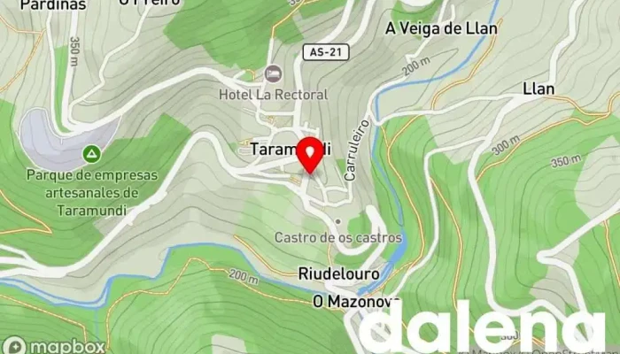 mapa de Delicias de Taramundi Artesanía, Tienda de alimentación, Tienda de regalos, Cuchillería, Tienda de recuerdos, Comercio en Taramundi