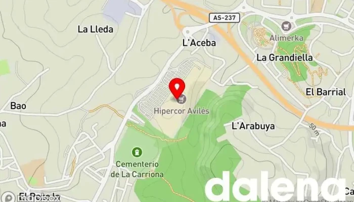 mapa de Hipercor Avilés Hipermercado en Avilés