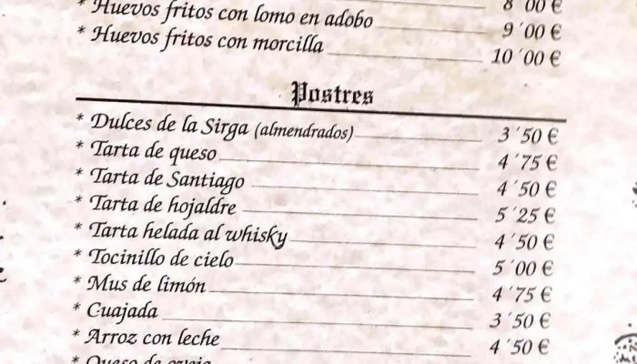 Meson Los Templarios Y Villasirga Carta - Villalcázar de Sirga