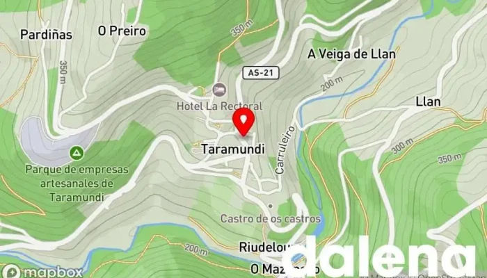mapa de Pantaramundi S.L. Panadería, Cafetería en Taramundi