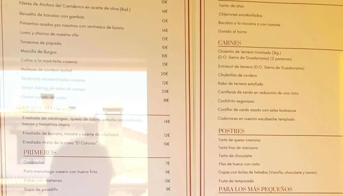 Restaurante El Colorao -  Comentarios - Alameda del Valle