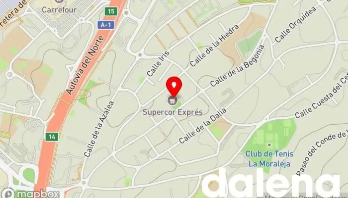 mapa de Supercor Exprés Supermercado, Panadería, Carnicería, Tienda de alimentación, Pescadería, Frutería, Perfumería en Alcobendas