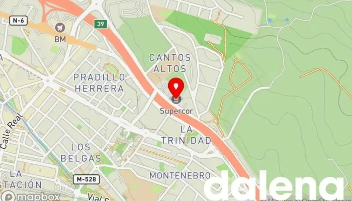 mapa de Supercor Supermercado, Panadería, Carnicería, Tienda de alimentación, Pescadería, Frutería, Perfumería en Collado Villalba