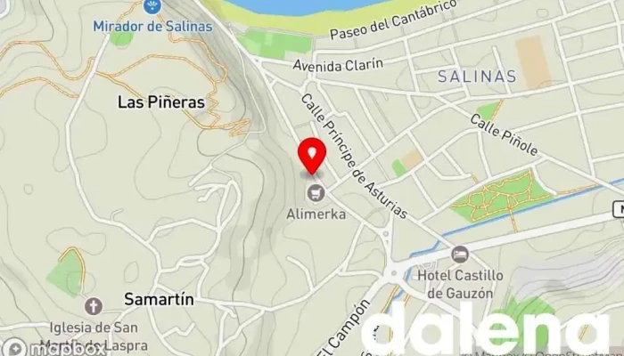 mapa de Supermercados Alimerka Supermercado, Panadería, Carnicería, Pescadería, Frutería, Tienda de alimentos orgánicos en Salinas