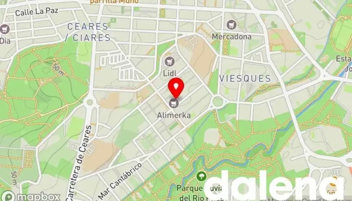 mapa de Supermercados Alimerka Supermercado, Panadería, Carnicería, Pescadería, Frutería, Tienda de alimentos orgánicos en Gijón