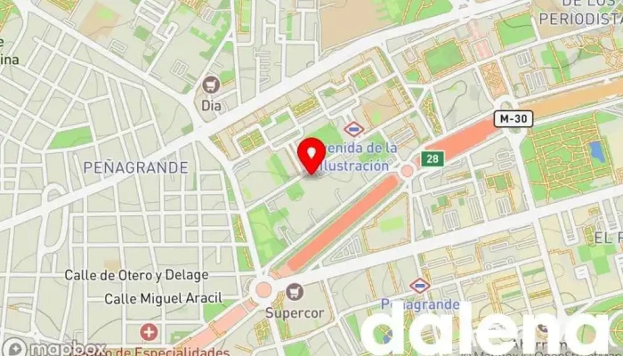 mapa de Supermercados Dia Supermercado, Panadería, Carnicería, Tienda de alimentación, Tienda de congelados, Servicio de entrega de compra a distancia, Tienda de productos para mascotas, Mercado de productos agrícolas en Madrid