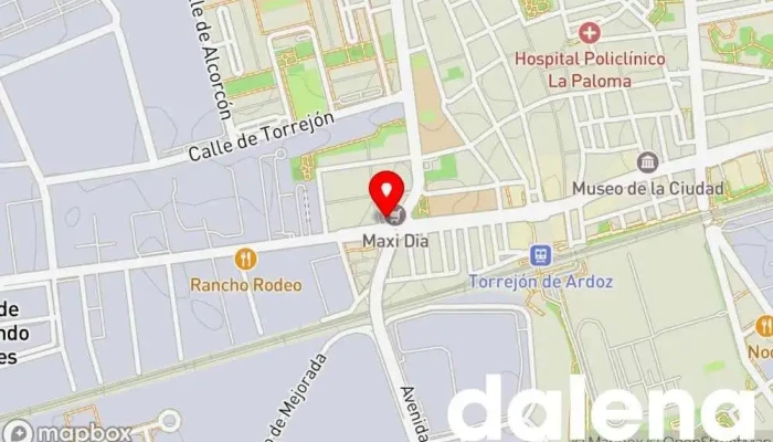 mapa de Supermercados Dia Supermercado, Panadería, Carnicería, Tienda de alimentación, Tienda de congelados, Servicio de entrega de compra a distancia, Tienda de productos para mascotas, Mercado de productos agrícolas en Torrejón de Ardoz